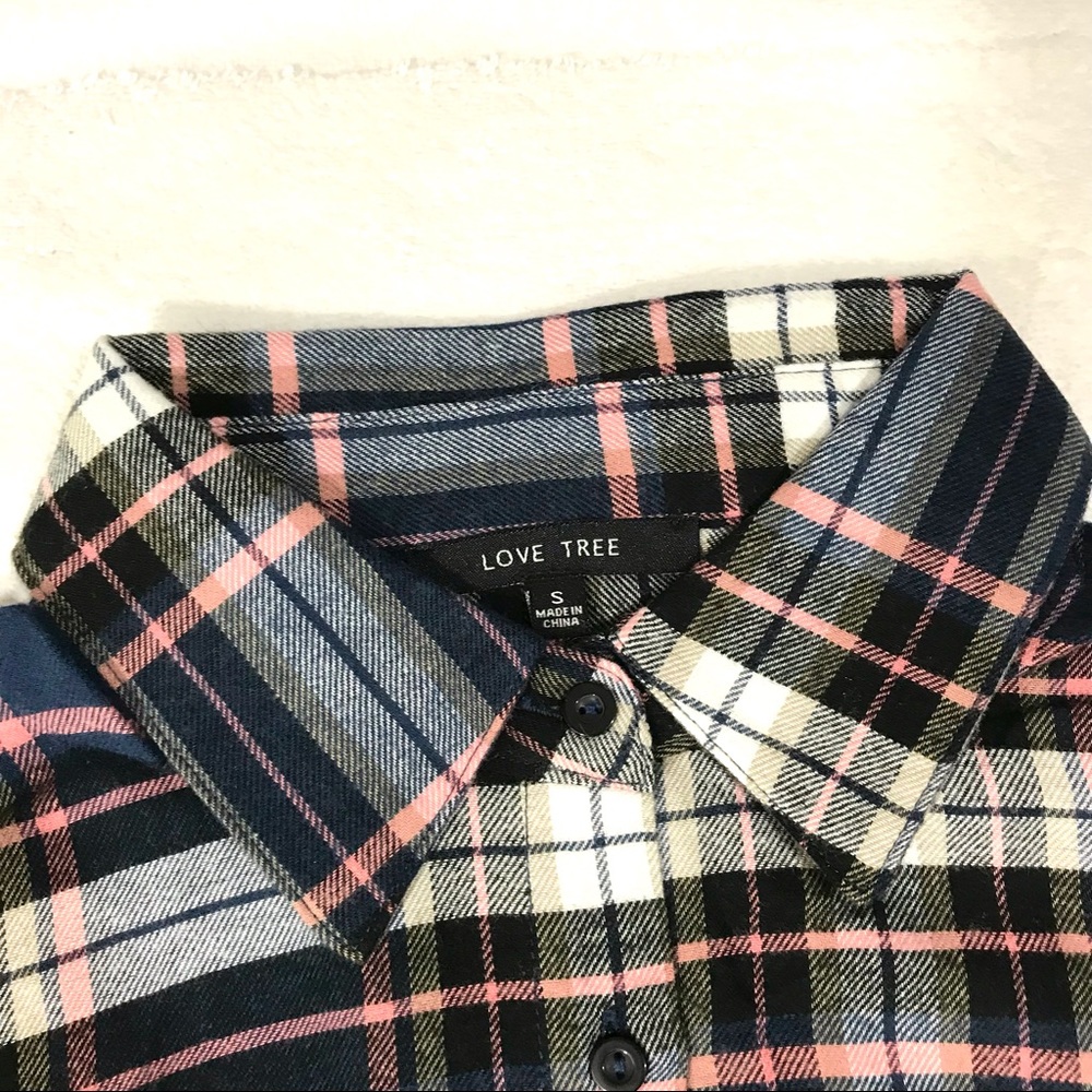 Plaid Long Sleeve Button Down Mini Dress in Blue - Picture 8 of 14